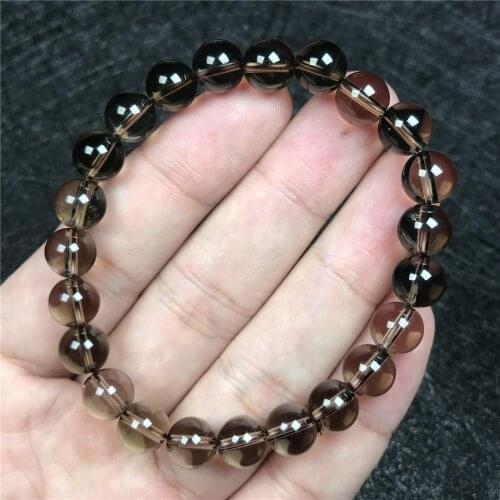 8mm Natural Smoky Quartz Bracelet For Women Female Man Hand Fit Stretch Crystal Round Beads Bracelet Fashion Jewelry AAAAA