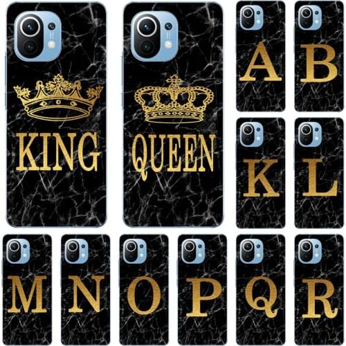 Phone case For Xiaomi Mi 11 10i Marble Golden alphabet background Soft TPU Print Cover Fundas