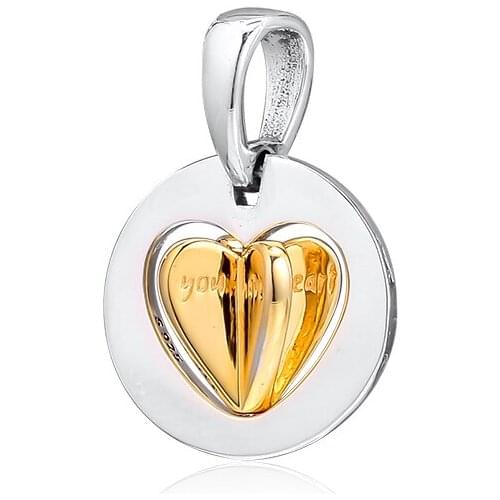 CKK Fit Pandora Bracelets Moms Golden Heart Charms 925 Original Sterling Silver Charm Beads for Jewelry Making Bead