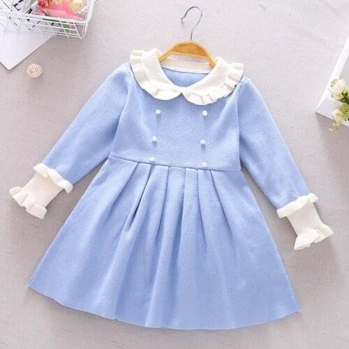 2021 Autumn Spring winter girls Princess dress Baby Kids Long Sleeve Turn-down Collar Dress Fashion Children clothes3 4 8 10Year