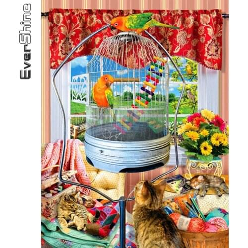 Evershine Diamond Painting Cat Animal New Arrival Diamond Embroidery Bird Cross Stitch Mosaic Flower DIY Art Decor For Home