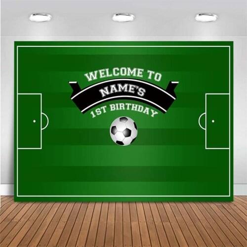 Baby 1st Birthday Backdrop Football Soccer Green Photography Backdrop Customized Birthday Party Photo Background For Photo Studi