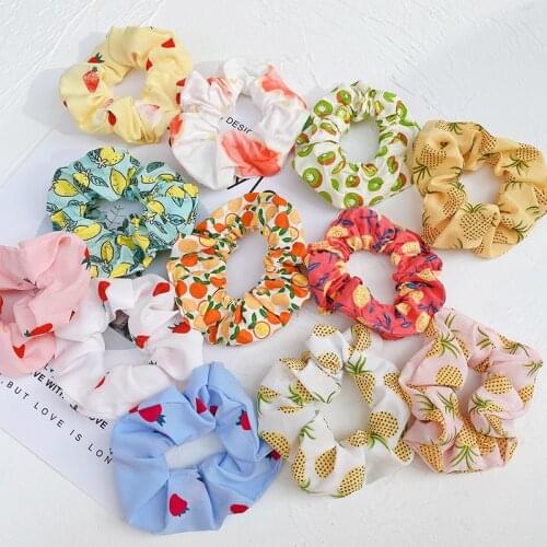 Fruit elastic hair rope band peach Strawberry lemon hair circle ring sweet cute head rope rough hair accessories hait tie