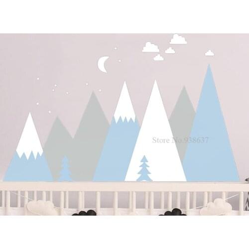 Mountains Baby Room Decal Woodland Nursery Kids Self Adhesive Wall Sticker Decor Removable Vinyl BB852
