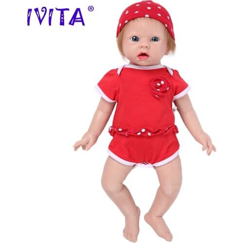 IVITA WG1519RH 48cm 3.7kg 100% Full Silicone Reborn Baby Dolls Realistic Skin Newborn Baby Girl Doll for Children Christmas Toys