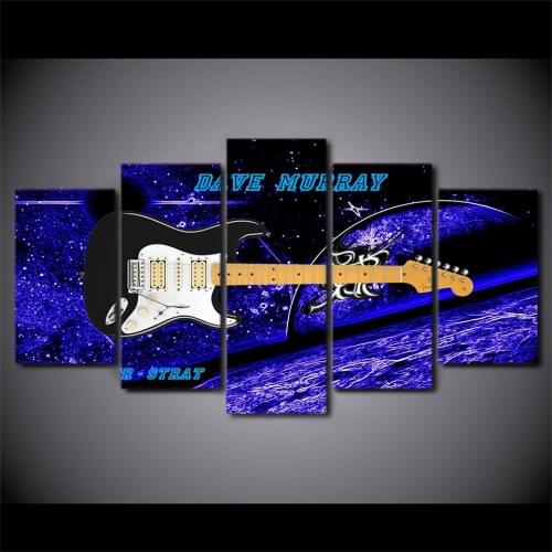 Printed Canvas Painting HD Wall Art 5 Pieces Musical Instrument Guitar For Living Room Modern Home Decor Poster Pictures Frame