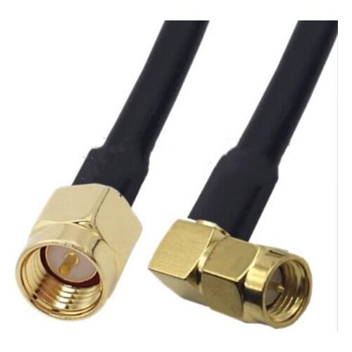 RG58 Cable SMA Male to SMA Male Right Angle Coaxial Connector WiFi Antenna Extension Pigtail jumper cable
