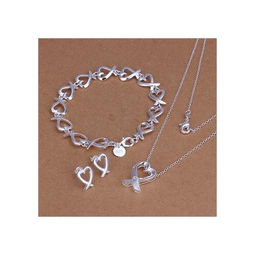 Wholesale Fashion Jewelry Set, M925 Sterling Silver color Necklace and Bracelet/Earrings Set . Nice Jewelry. Good S0114