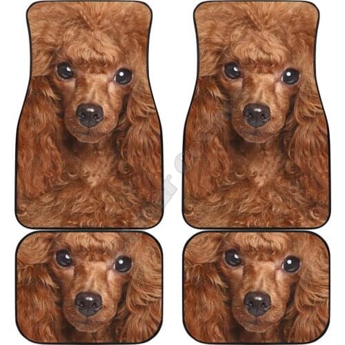 Poodle Dog Car Floor Mats Funny Dog Face 3D Printed Pattern Mats Fit for Most Car Anti Slip Cheap Colorful 02