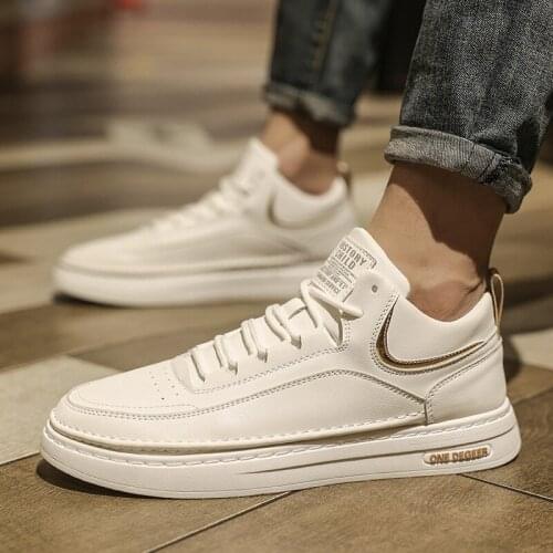 2021 Autumn Male Work Footwear 2021 Fashion Solid Color Man Vulcanized Shoes Lace-up White Casual Sneakers Male Tenis Masculino
