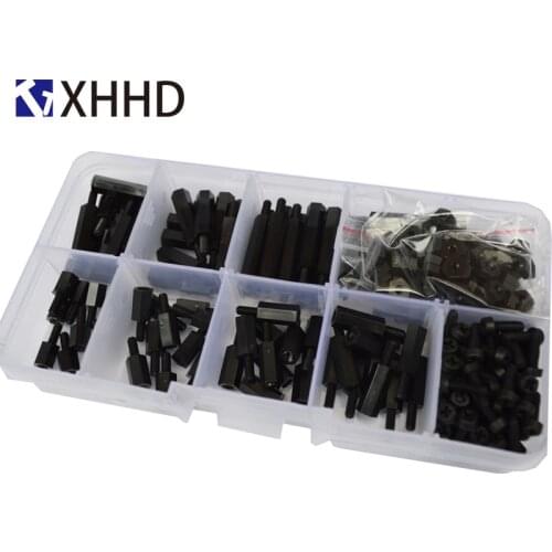 M2.5 Black Hex Nylon Column Male Female Standoff Pillar Thread Plastic Hexagon PCB Motherboard Spacer Screw Set Assortment Kit