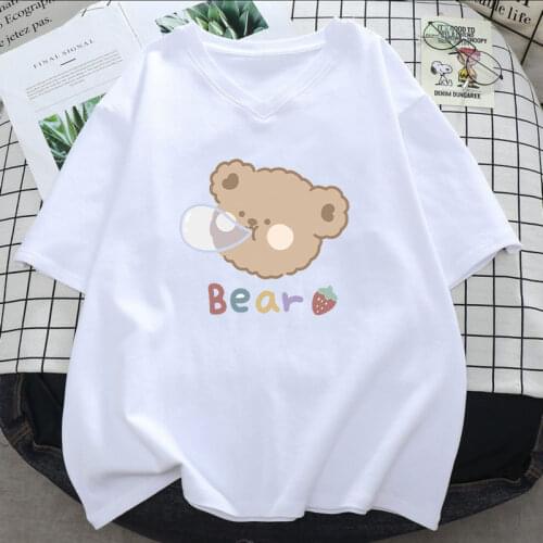 Bubble Bear Cute Anime T Shirt Women Casual Harajuku Style Tee Oversize Female T-Shirt Summer 2021 Women Japan Clothes T Shirts