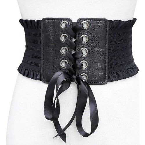 Trendy Corset Wide Pu Leather Slimming Body Belts for Women Lace Up Elastic High Waist Belts Feminin Ceinture Femme Fajas Gifts