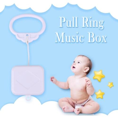 Pull Ring Music Box White ABS Plastic Pull String Infant Kids Clockwork Cord Music Box Infant Kids Bed Bell Baby Rattles Toys