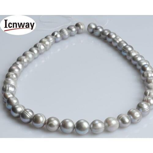 Natural A round gray Freshwater Pearl 9-10mm 15inches DIY necklace bracelet earring FreeShipping Wholesale