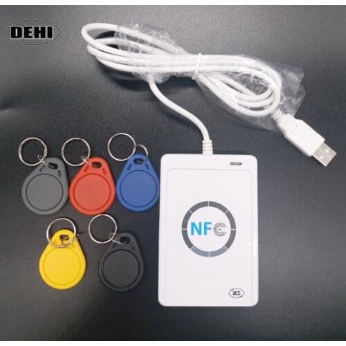 ACR122U NFC Reader Writer USB 13.56mhz RFID Smart Card Copier Duplicator + 5pcs UID Keyfobs