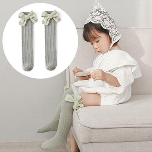 Baby Girls Socks Bowknot High Long 32cm Soft Kids Socks Toddlers Girl Big Bow Knee Cotton 1-12 Years Mosquito Newborn Socks
