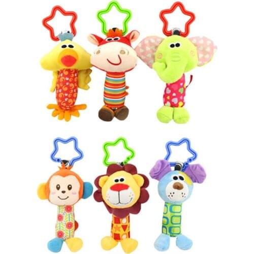 New Cute Baby Rattle Plush Toys Baby Cartoon Animal Hanging Bed Toy Musical Hand Bells For Infants Newborn Doll Wholesale