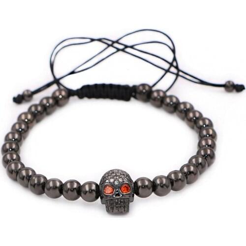 Mestylish New Design Micro Inlay Zircon Skull Beads Braiding Men Women Bracelet Pulseras Muje
