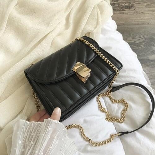 Solid Color PU Leather Shoulder Bags for Women 2020 Small Shoulder Simple Crossbody Bag Female Chain Handbags and Purse Bolsos