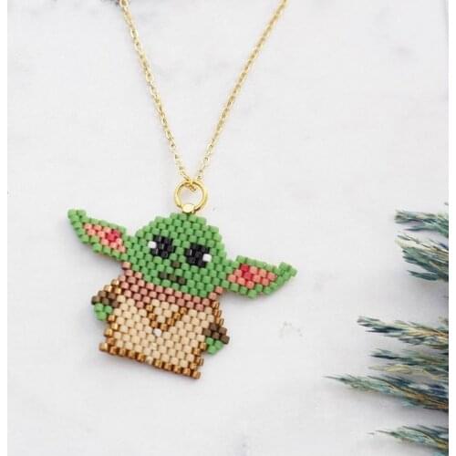 Pretty Bead Baby Yoda Pendant Necklace miyuki beads Necklace Gold Collars Charms Valentines Day Gift