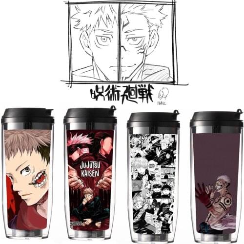 Jujutsu Kaisen Anime Coffee Space Double Layer Cup Plastic Water Bottle Boys Girls Students Travel Outdoor Sports Gifts 350ml