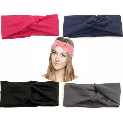 Summer Women Cross Twist Headband Cotton Elastic Hair Band Girl Soild Color Turban Hairbands Headwrap