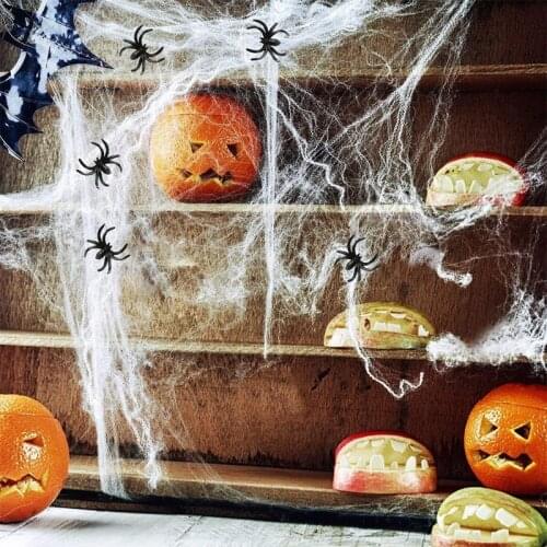 1Pack Halloween Scary Party Scene Props White Black Stretchy Cobweb Spider Web Horror Halloween Decoration For Home Bar Haunted