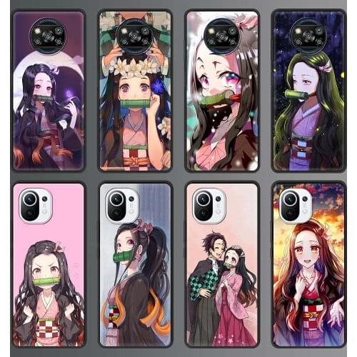 Phone Case for Xiaomi Mi Note 10 Lite 11 10T Pro 5G 9T Poco X3 NFC M3 Silicone Cover Mobile Bag Demon Slayer Kamado Nezuko Anime