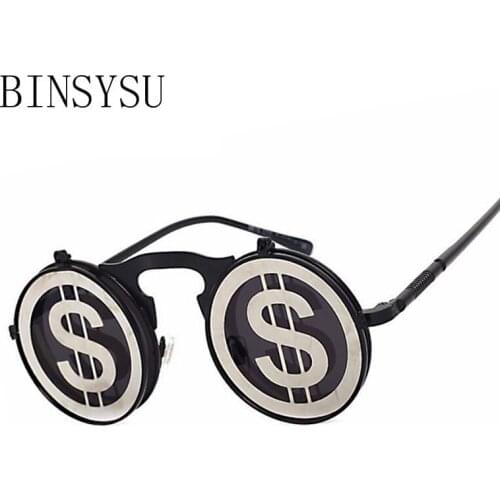 New Brand Sun Glasses Steam Punk Gothic Sunglasses Vintage Clamshell Gafas de sol Fashion Metal Flip fun Oculos de sol