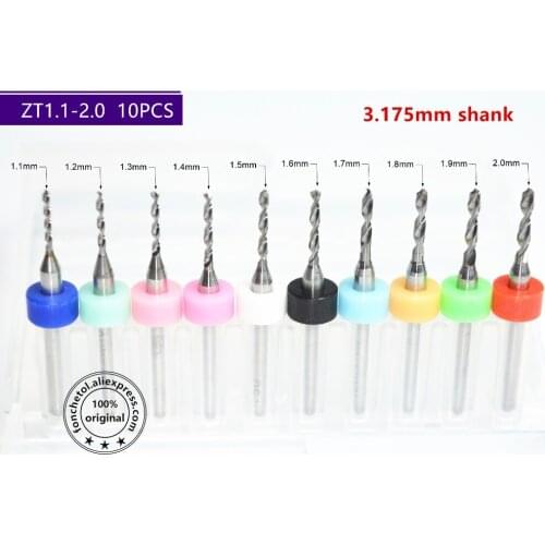 1.1mm-2.0mm,10pcs,Free shipping PCB Drill Bit,CNC milling Cutter,Solid carbide Drill,wood tool,plastic,MDF