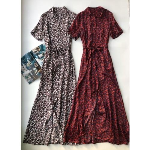 Women Dress Light Vintage Floral Dress Lightly Light Sweet Elegant Copper Long Shirt Dress
