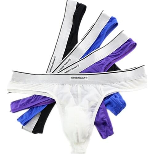 Mens Underwear Pack Micro Briefs underpants Set Ice Silk Panties Seamless Nylon Spandex T-Back Thong Mid Waist Sexy Transparent