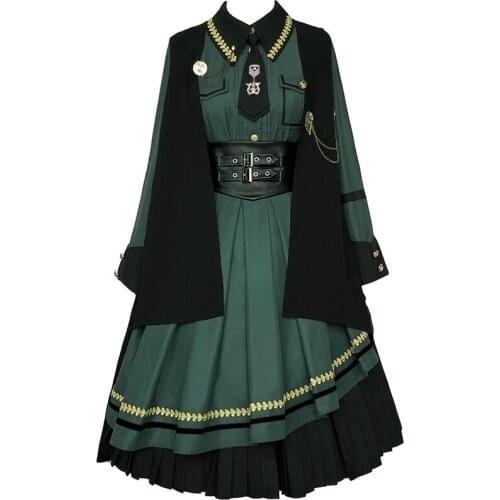 Vintage Lolita Dress Antique Victorian Dress for Women Costume Autumn Winter Cool Girl Retro Sailor Collar High Waist Cosplay