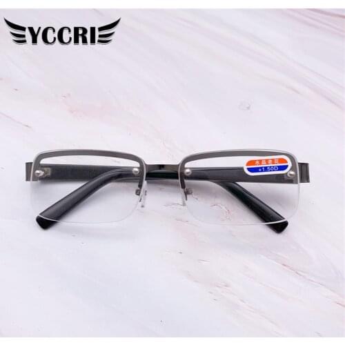 YCCRI 2020 New Crystal Glass Eyeglasses Fashion Half-frame Perforated Reading Eyeglasses Frameless Crystal Reading Glasses