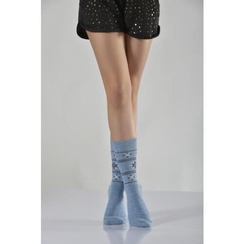 Idilfashion Women Snowflake Patterned Thermal Socket Stocking-Gray-B-ART051 (3'LÜ PACKAGE)