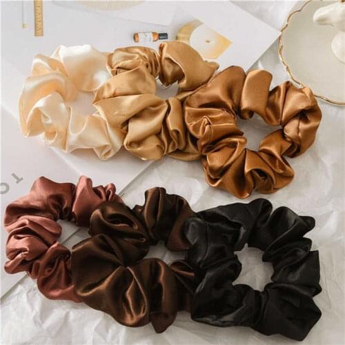 Women Elastic Satin Silk Hair Bands Scrunchies Ponytail Hair Ties Hair Rope Hair Rings Hair Accessories For Women