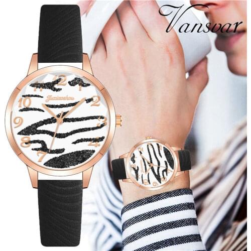 Fashion Zebra Pattern Women Watches Casual Leather Strap Ladies Clock Quartz Watch Female Clock Zegarek Damski