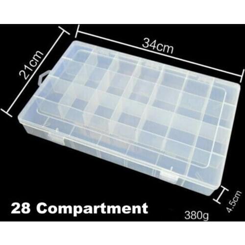 1*Storage Box 34.8*22*4.8cm 28 Grid Plastic Compartment Jewelry Adjustable Organizer Storage Box Case