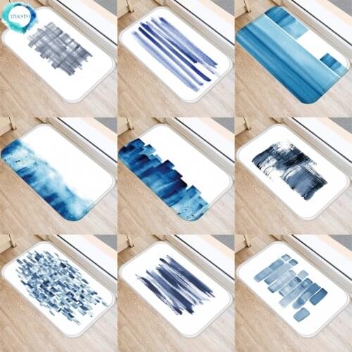 1 Pcs 40x60cm Blue Stripes Doormats Bathroom Carpet Bathroom Horizontal Stripes Rug Non-slip Door Rug Mat Doormat