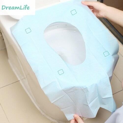 100PCS Disposable Paper Toilet Seat Cover Protector Camping Travel Hygienic Toilet Mat Pad Cushion Bathroom Supplies Set