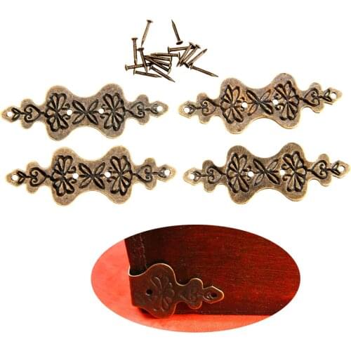20/12/4pcs Decorative Corner Protectors Retro Brackets Iron applique Box Case feet leg antique Brass Furniture hardware nails