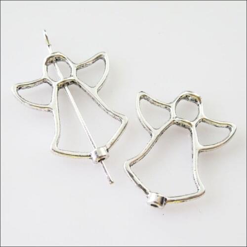 New 25Pcs Tibetan Silver Angel Wings Spacer Frame Beads Charms 21x24.5mm