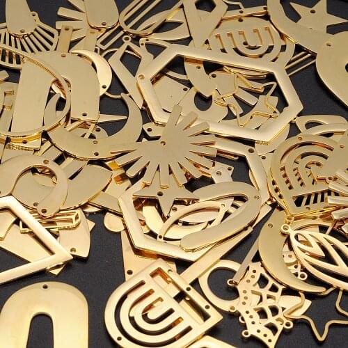 50pcs/lot Mix Designs Stainless Steel Geometric DIY Jewelry Charms Connector Wholesale Never Fade Bracelet Making Charm