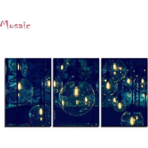 5D DIY Diamond Painting Full Square Drill "3 Piece Luxury Lighting Decoration" 3D Embroidery Cross Stitch Mosaic Home Decor