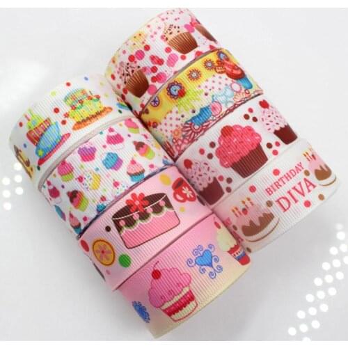 7/8'' 22mm Ribbons Thermal transfer Printed cake grosgrain Wedding Party Festive Event Decoration Crafts Gifts Wrapping Supplies