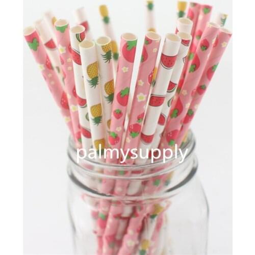 Pineapple Watermelon Straw Paper Strawberry Fruit Tropical Party Theme Bridal Shower Decor Baby Shower Decor Bachelorette Party