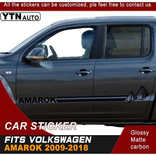 2 Pieces Car Decals For VW Amarok 2009-2018 Black Mountain Stripe Side Door Stripe Graphic Vinyl Car Sticker YTNAuto