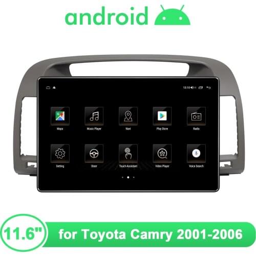 11.6 inch Android 10 Car Radio Stereo Central 1Din Multimedia Aduio system Head Unit Carplay 4G For Toyota Camry 2001 2006 DVR