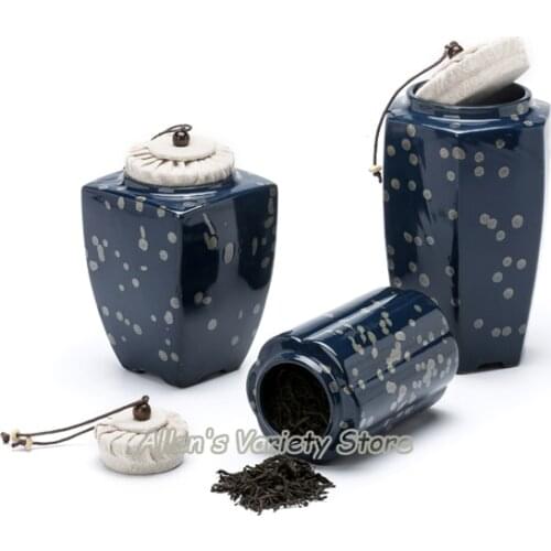 Fresh-keeping Starry sky night Nut peanut spice Sauce Jar Tea Box tea Canister Porcelain candy jar ceramic sealed tank tea caddy